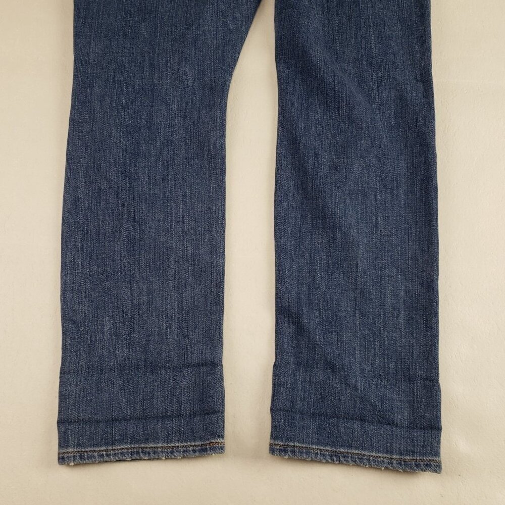 Frame Le Beau Straight Jean Womens 28 Blue Medium Wash Distress Ankle High Rise - Picture 6 of 11